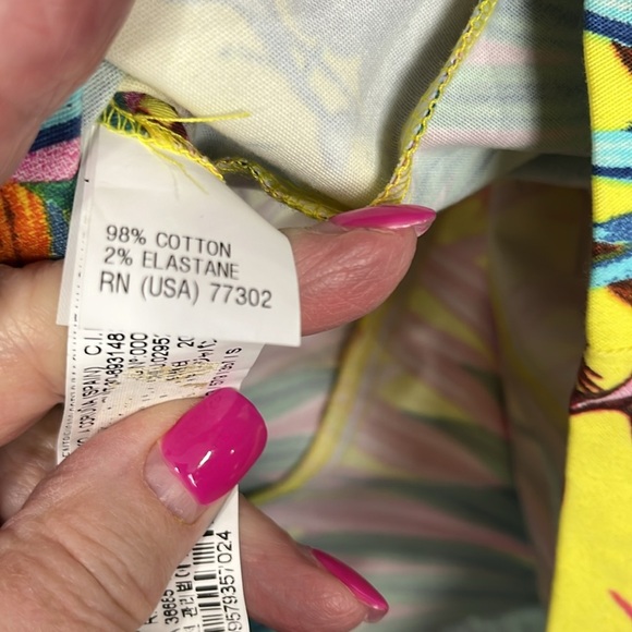 Zara Basic Bodycon Dress S Pink Yellow Tropical Open Back Fitted Racerback Mini - Picture 7 of 10